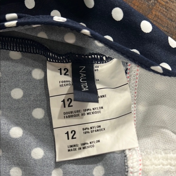 Nautica Navy Polka Dot bathing suit Top - Picture 2 of 3